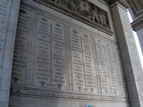 Jean Baptiste Bessieres' name is on the east wall of the Arch De Triumph. Second col. from the left third stone up from the bottom. The line under his name denotes he was killed in action. His younger brother is on the South wall without the line because his brother survived the wars.