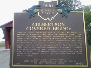 Historical marker for the Culbertson Covered Bridge.
