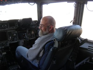 Joe at the controls of a C-17 "No, I don't fly. I just have great friends."