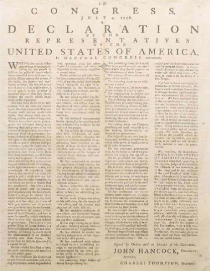There were many different broadsides authorized by the states after the announcement of the declaration more than 15 that are known of. This broadside was authorized and printed in Massachusetts. 
